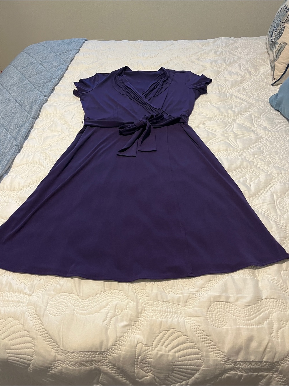 Chico's Plum Faux-Wrap Dress with Tie Waist